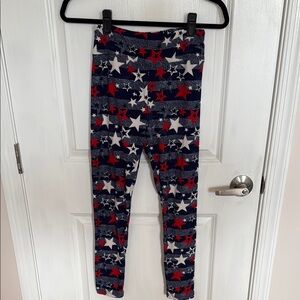 Women’s Lularoe Star Patterned Leggings - Red, White, and Blue